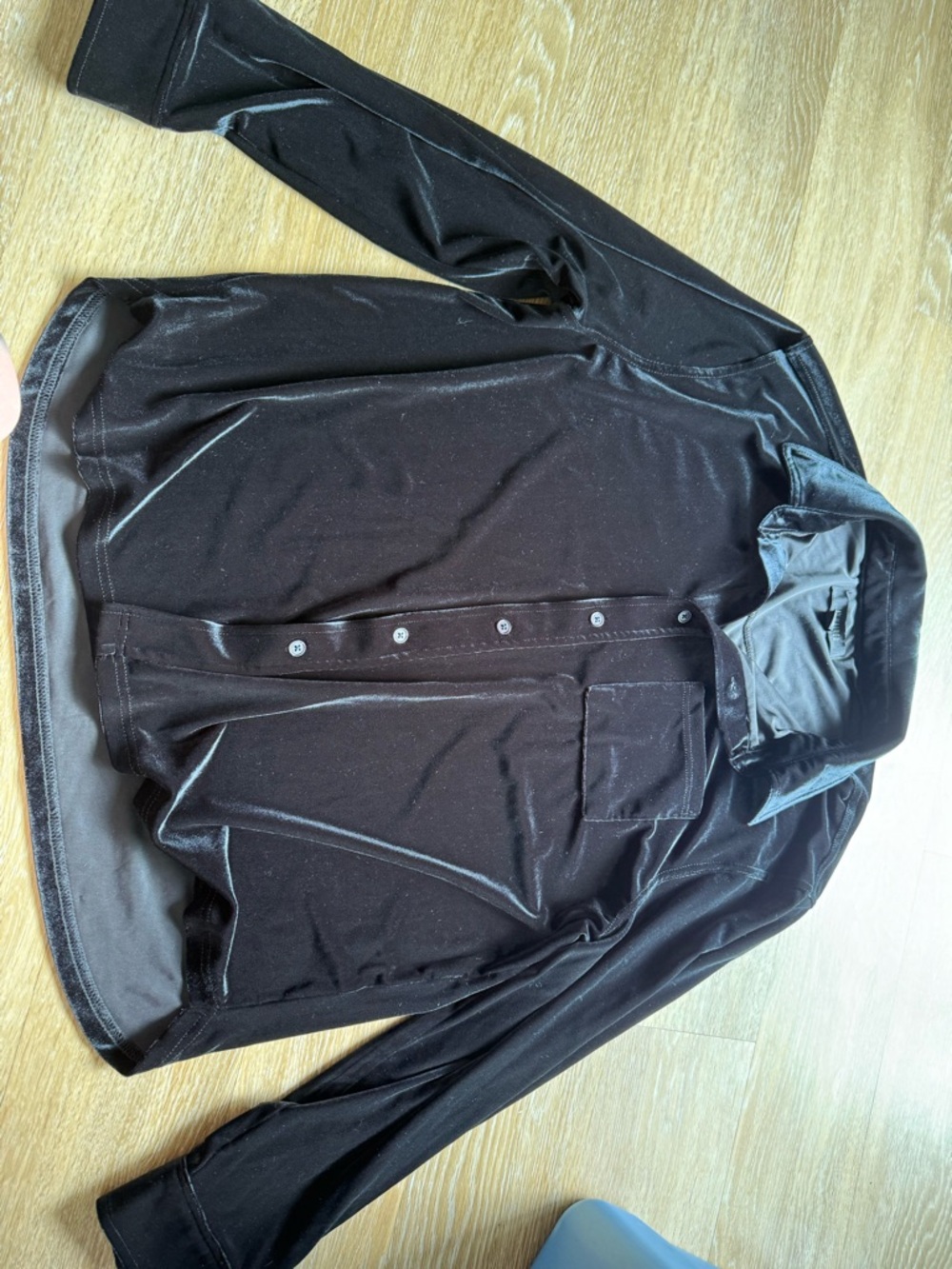 Black Long-Sleeve Button Front Women's Top